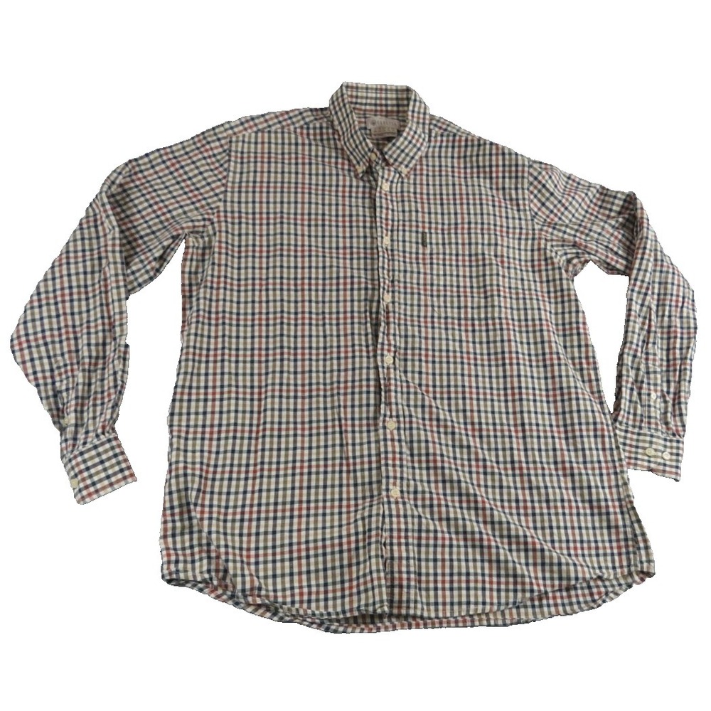 Beretta Men XL Plaid Shooting Shirt Tattersall Checked Long Sleeve Button Down